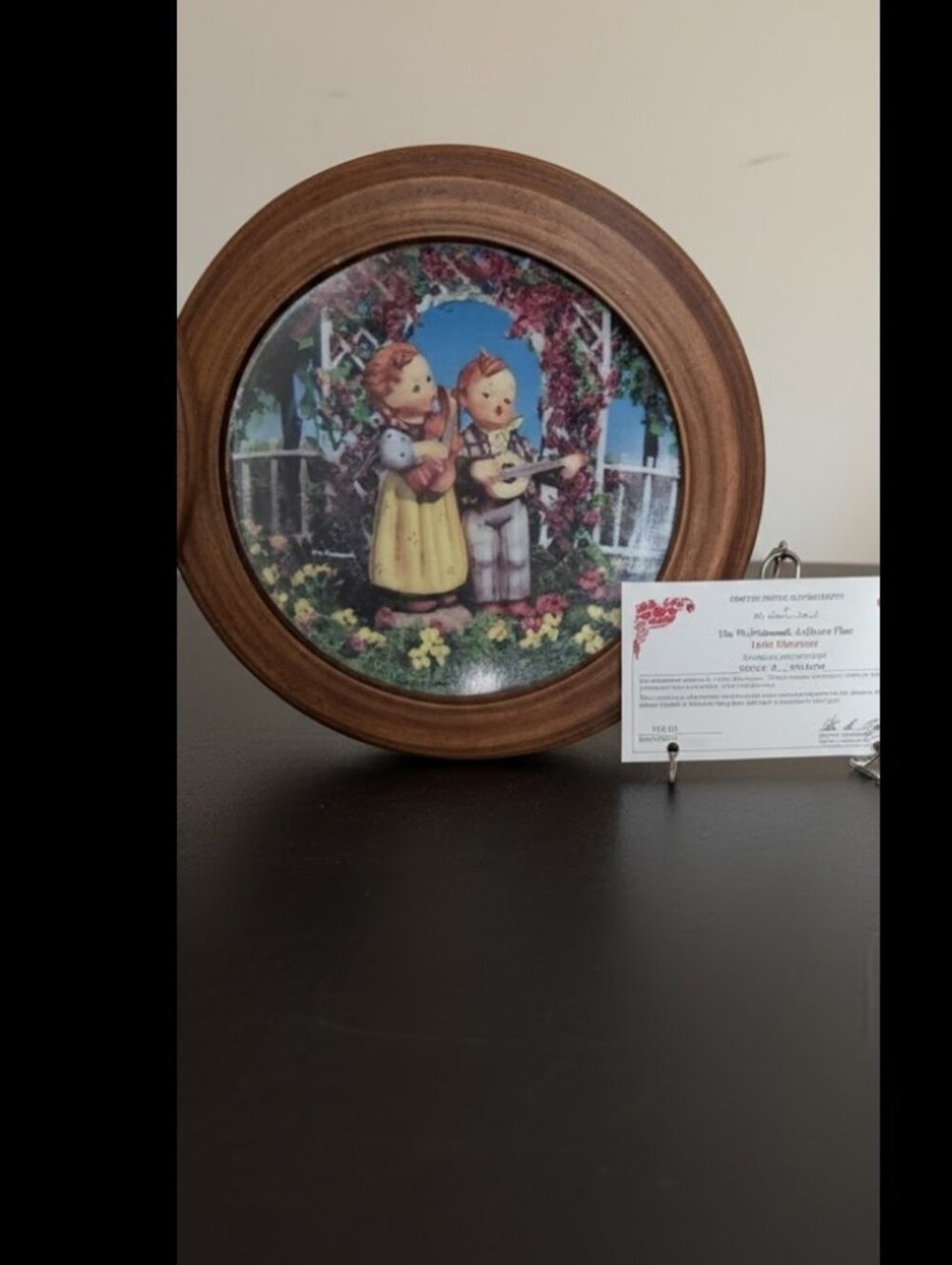 Hummel "Little Musicians"  Decorative Wall Plate in Brown Frame by Hummel